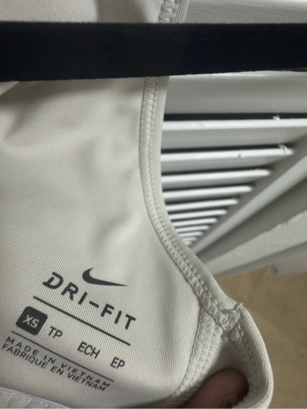 Nike Beige Sports Bra Crop Top with White Swoosh